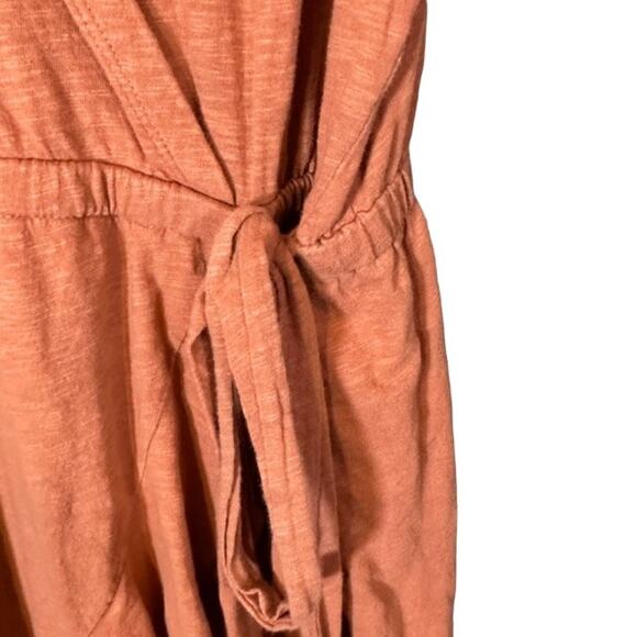 Caslon Salmon Pink Short Sleeve Cotton Wrap Style Front Dress Women Sz L - Picture 6 of 9